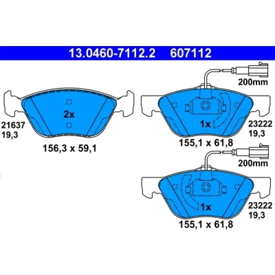 Bild av ATE 13.0460 7112.2 Jeu de plaquettes frein contact signal d&#039;usure inclus ALFA ROMEO: 166