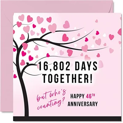 Bild av Roligt 46 årsjubileumskort för fru eller make 16802 dagar tillsammans I Love You presenter, Happy års bröllopsdag kort partner, 145 mm x gratulationskort fyrtiosätte årsdagar