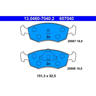 Bild av ATE 13.0460 7040.2 Jeu de plaquettes frein non préparé pour indicateur d&#039;usure, contact signal d&#039;usure exclu FORD: Sierra Mk1 3/5 portes
