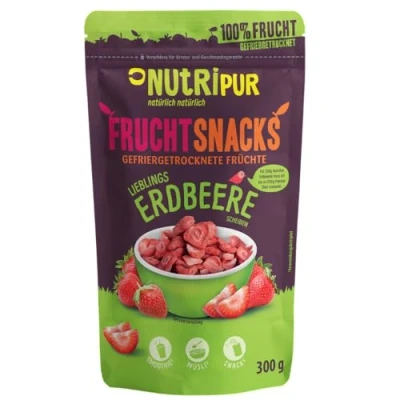 Bild av jordgubbar frystorkade 300 g: torkade jordgubbsskivor obehandlade med ren frukt, full smak: bär torkad frukt