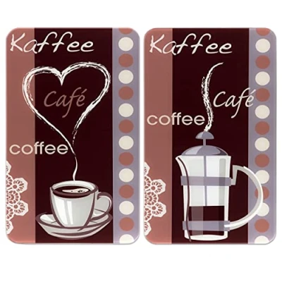 Bild av Maximex Herdabdeckplatte Universal Kaffeeduft 2er Set, für Glaskeramik , Elektro &amp; Gasherde, hygienisch, Kratz schlagfest, Schneidbrett mit rutschfesten, höhenverstellbaren Füßen