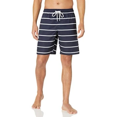 Bild av Amazon Essentials Herr 9&quot; snabbtorkande badbyxor, marinblå rand, X Large