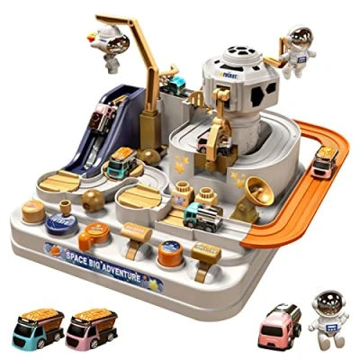 Bild av Race Track Car Adventure Preschool Toddler Boy Toys, Spaces Educational Puzzles Toys With 3 Cars And 1 Astronaut For 4 Year Old Boys Girls