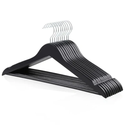 Bild av Amazon Basics Klädhängare i trä för kostymer, en storlek, 10 pack, 44 cm, svart