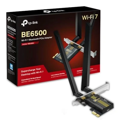 Bild av TP Link Archer TBE400E PCIe BE6500Mbps WiFi 7 kort, Bluetooth 5.4 WPA3, MU MIMO, OFDMA, fast PC stöder Windows 11