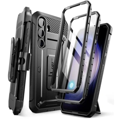 Bild av SUPCASE Unicorn Beetle Pro för Samsung Galaxy S24 fodral med stativ [2 främre ramar] [inbyggt skärmskydd och bältesklämma] [Militär skydd] stötfångare telefonfodral (2024), svart