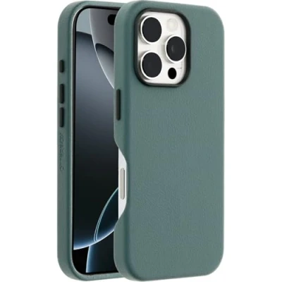 Bild av Otterbox Symmetry Series Cactus Leather MagSafe Fodral iPhone 16 Pro, stötsäkert, fallsäkert, skyddande tunt fodral, testad till militärstandard 3x, Grön