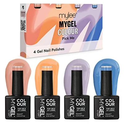 Bild av Mygel av Mylee Gel Nail Polish Spring Summer Quad Color Set 4x10ml UV/LED Soak Off Art Manicure Pedicure for Professional, Salon &amp; Home Use Longing Easy To Apply (Pick Me)
