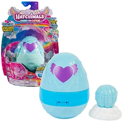 Bild av HATCHIMALS CollEGGtibles, regnbåge cation lekdatepaket, ägg lekset leksak med 4 tecken och 2 tillbehör (stil kan variera), barnleksaker för flickor