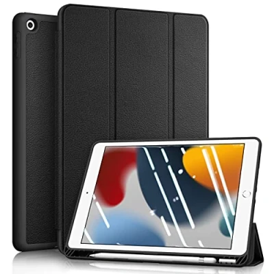 Bild av Fintie Fodral till ny iPad 10,2 tum 8:e generationen 2020/7:e 2019, mjukt TPU skyddande baksida, slimShell lätt smart stativfodral, auto vakna/sova, Svart