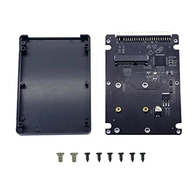 Bild av GINTOOYUN MSATA Mini PCI E SSD till 2,5 tums IDE, 44 stiftskonverterkort med skal, svart för bärbar dator, stationär dator mera