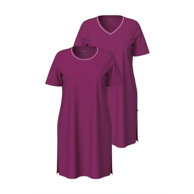 Bild av Ulla Popken 2ERPACK Rundhals Vausschnitt Halbarm Nattlinne, Storlek: 42/44, Fuchsia pink