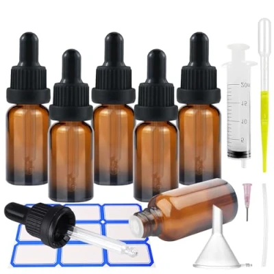 Bild av Impoditiongs 6 stycken 10 ml pipettflaska, apoteksflaska brunt glas med dropper pipettglas, parfymoljor, aromaterapi, flytande dyes aromaterapi blandningar (brun, ml)