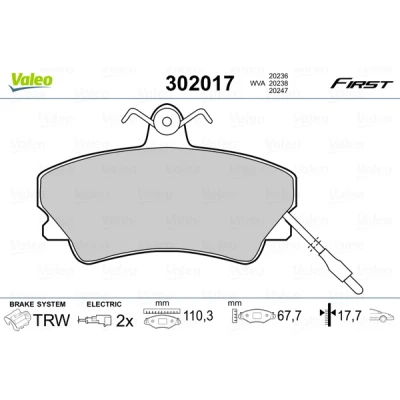 Bild av VALEO 302017 Jeu de plaquettes frein FIRST Essieu avant contact signal d&#039;usure inclus sans tôle anti bruit RENAULT: ESPACE 2