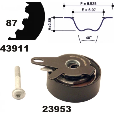 Bild av MAPCO 23911 Kit de distribution 87 AUDI: A4 B6 Avant, B7 B5 VOLKSWAGEN: Passat Berline, GP Berline