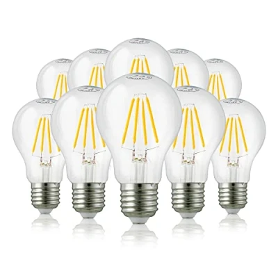 Bild av hellum LED glödlampa E27 dimbar, 7 W varm vit lampa med 806 lumen glödlampor, vintage ersätter 60 watt glödlampa, 2700 Kelvin varmvit klar, 206517 3 pack