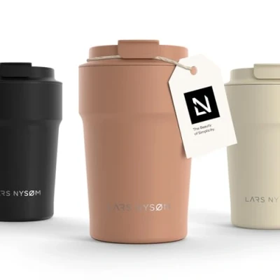 Bild av LARS NYSØM Thermo Kaffeebecher to go 380ml er Travel Mug 0,38 Liter med isolering Utsläppssäker rostfri termosmugg för kaffe och te på språng Teebägare (Blush Rose, 380ml)