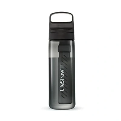 Bild av LifeStraw Go serien BPA fri vattenflaska för resor och daglig användning tar bort bakterier, parasiter mikroplast, förbättrar smaken, 24 oz Nordic Noir
