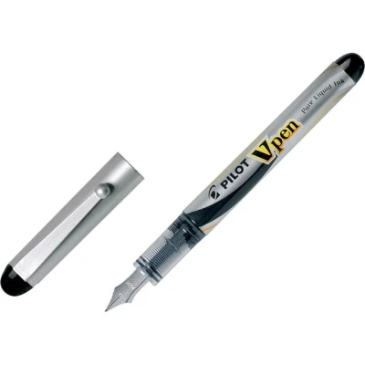 Bild av Pilot Reservoarpenna V Pen mediumspets 0,4mm svart och silverfärgad plastpennkropp bläck