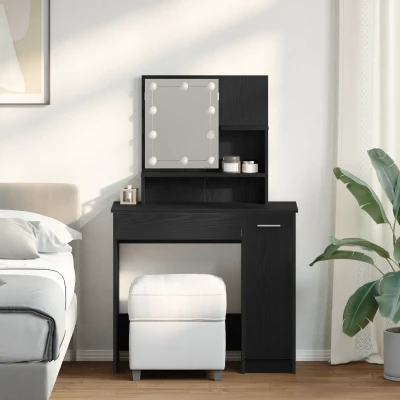 Bild av LED sminkbord i svart ek 86,5 x 35 136 cm