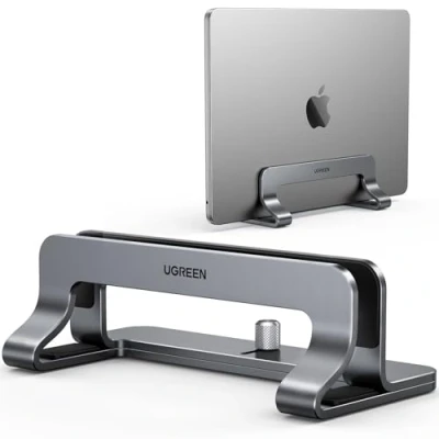 Bild av UGREEN Vertikalt Laptopställ i Aluminium Justerbart Skrivbordsställ för Bärbar Dator Kompatibel med MacBook Pro Air MateBook Chromebook Notebook iPad Mini