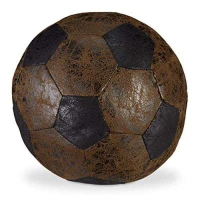 Bild av Relaxdays Dörrstopp fotboll, tyg, för golv, fylld med sand, dekorativ dörrbuffertboll, inuti, tung, Ø 20 cm, brun