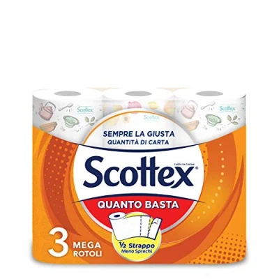 Bild av Scottex Just Enough, kökspapper alternativ halv slit, paket med 3 maxirullar 590 g