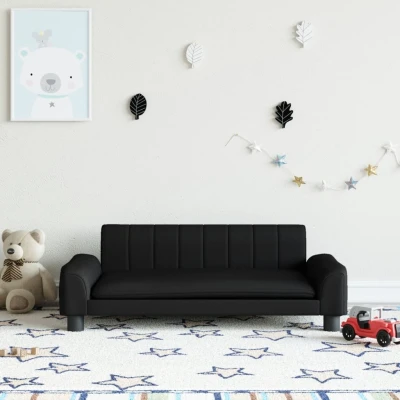 Bild av vidaXL Barnsoffa svart 90x53x30 cm konstläder, minisoffa, lekrumssoffa, barnrumssoffa, minisoffor, lekrumssoffor, barnrumssoffor, liten soffa
