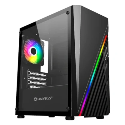Bild av UNYKAch Micro ATX Mini GLAYZE Gaming PC fodral, ARGB framsida, härdat glas, 120 mm fläkt, USB 2.0 och två 3.0
