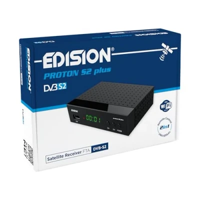 Bild av EDISION PROTON S2 plus Full HD satellitmottagare DVB S2, enhetligt stöd, USB WiFi LAN, HDMI, SCART, SPDIF, mediaspelare, IR, universell 2 i 1 fjärrkontroll [Förprogrammerad för Astra]