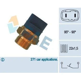 Bild av EPS 1.850.032 Interrupteur de température, ventilateur radiateur M22x1,5 Made in Italy OE Equivalent AUDI: 80 B4 Berline, B3, Cabriolet