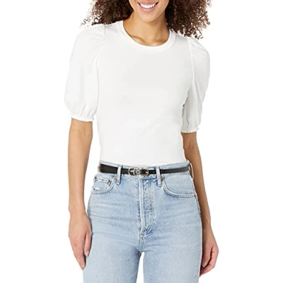 Bild av Amazon Essentials dam klassisk passform puff kortärmad rund hals t shirt, ljus vit, XX Large