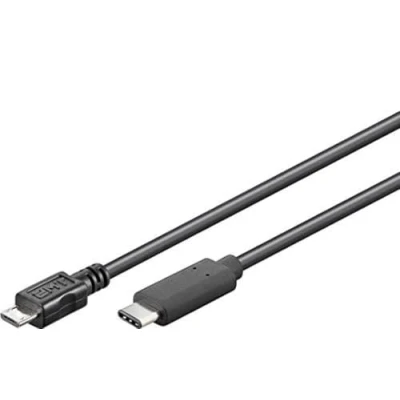 Bild av PremiumCord USB C till Micro 2.0 anslutningskabel 0,6 m, 3.1 typ kontakt mikro B kontakt, 3 x skärmad, färg svart, längd ku31cb06bk
