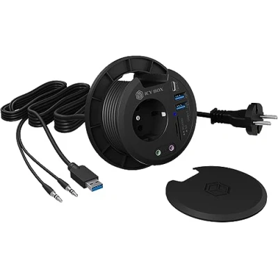 Bild av ICY BOX Bordsnav med SD/microSD kortläsare, 2 x typ A, USB C och 3,5 mm ljud, IB HUB1430 CR, 80