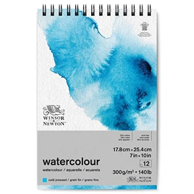 Bild av Winsor &amp; Newton 6662581 Classic akvarellpapper i spiralbindning 12 ark 17,8 x 25,4 cm, 300 g/m², kallpressat, lätt texturerat vitt papper arkiverbar kvalitet, gulbeständigt