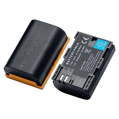 Bild av LP E6/LP E6NH/LP E6N uppladdningsbart batteri 2650mAh (2 stycken) Kompatibel med Canon EOS 5D2/5D3/5D4/5DS/5DSR/6D/6D2/60D/60Da/7D Mark2/7D/70D/80D/90D