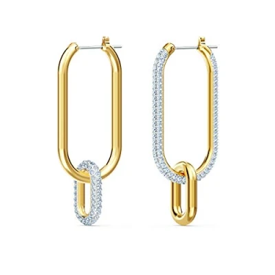 Bild av Swarovski Time hoop örhängen, asymmetrisk design, vit, blandad metallfinish