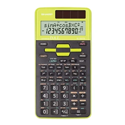 Bild av Sharp EL 531TG, Ficka, Vetenskapsfunktion, 10 siffror, 2 linjer, Batteri/solcell, Svart, Grön