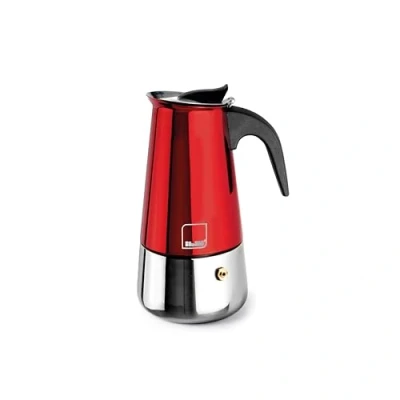 Bild av IBILI Moca Rosso espressomaskin, 6 koppar, 280 ml, rostfritt stål, lämplig för induktion