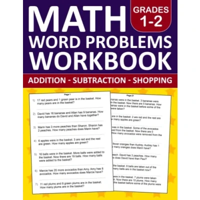 Bild av Math Word Problems Workbook For Grades 1 2 Addition, Subtraction, and Shopping With Answers: ... Exercises Book Classroom or Homeschool
