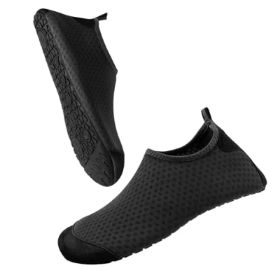 Bild av Vattenskor Strand Surfing Dykning Snorkling Simning Barfota Skor Quick Dry Skin Strumpor för Män Kvinnor, Svart 2, 38/39 EU