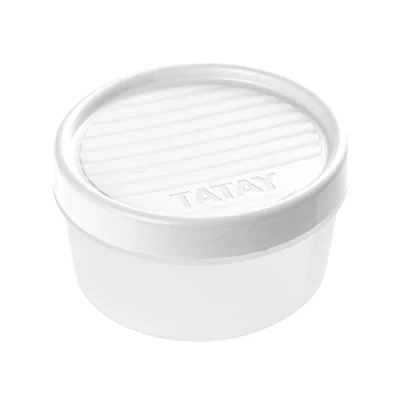 Bild av Tatay Matlagringsbehållare, vakuum, 0,5 l kapacitet, skruvlock, BPA fri, lämplig mikrovågsugn och diskmaskin, vit. Mått: 12 x 6,6 cm