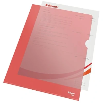 Bild av Esselte Sichthüllen Set Standard Plus, 100 Stück, A4 Format, Rot mit matter Oberfläche, 0,115 mm PP Folie, 54834