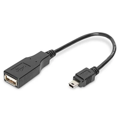 Bild av DIGITUS USB 2.0 adapterkabel 0,2 m Mini B (5 stift) (m) till A (f) 480 Mbit/s adapter Svart