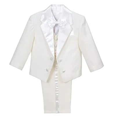Bild av Lito Angels Bebisar Pojkar Elfenben Smoking Kostym &amp; Blazers Formell Klänning Kläder Bröllopsoutfit 5 Stycken Set Ålder 18 24 månader