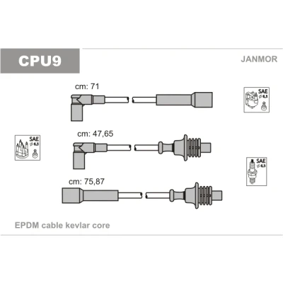 Bild av JANMOR CPU9 Jeu De Fils d&#039;Allumage PEUGEOT: 205 I 3/5 portes, II 309 CITROËN: BX 5 Break