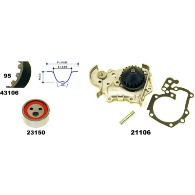 Bild av MAPCO 41106 Pompe à Eau + Kit De Distribution RENAULT: MEGANE 1, 1 Coach, Cabriolet