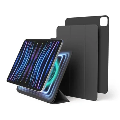 Bild av elago fodral till iPad Pro 11 tum 4:e 3:e, andra generationen med magnetisk fastsättning på metallmaterial, kompatibelt Apple Pencil och elagos pennfodral (mörkgrå)