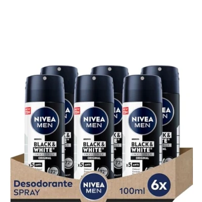 Bild av NIVEA Deodorant (svart &amp; White män) 6 x 100 ml (totalt 600 ml)