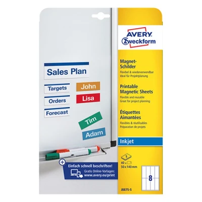 Bild av AVERY Specialform J8867 5 magnetskylt 40 Etiketten, 50 x 140 mm